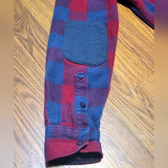 Tony Hawk Shacket Mens Red & Blue Plaid Quilted Button Hooded Jacket Size S/P - Picture 9 of 11